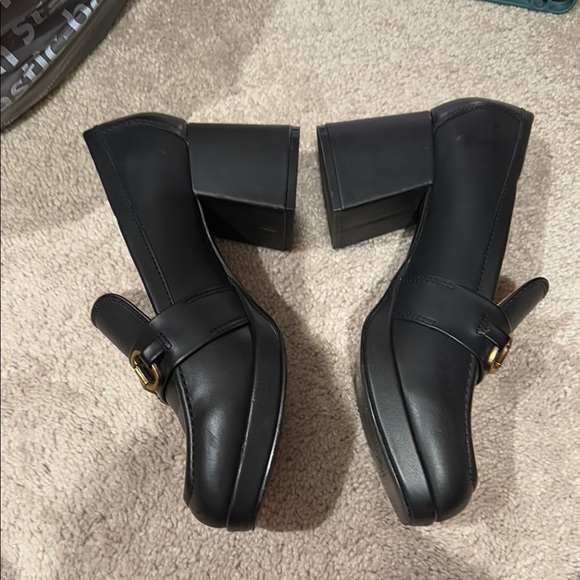Nine West Chic Black Platform Boots with Gold Buckle - Picture 2 of 5